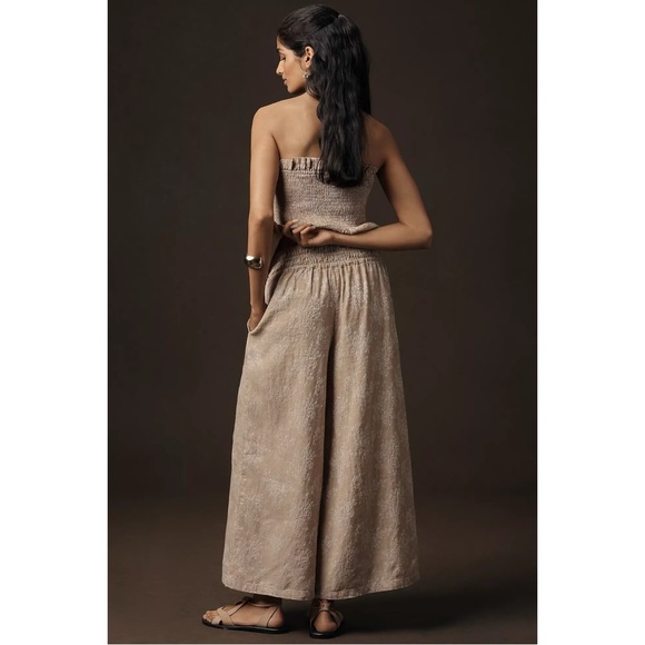 Anthropologie The Somerset Jacquard Pull-On Wide Leg Pants XL Tall NWT Neutral - Picture 5 of 13